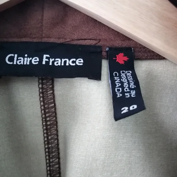 Claire France  Brown Leather Jacket with Suede Trim - Picture 3 of 5